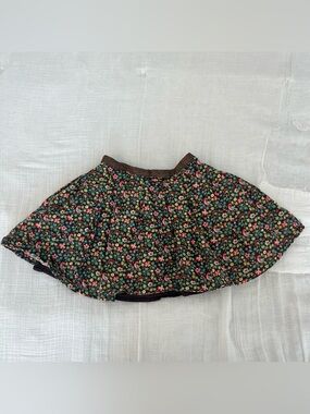 GAP Brown Floral Circle Skirt with Pink & Green Accents